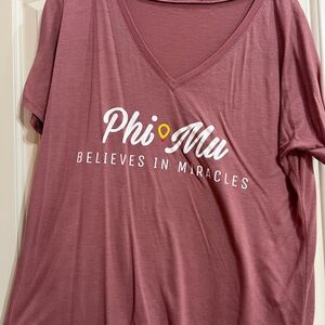 Women's Phi Mu slouchy/boxy V-Neck Top - Pink